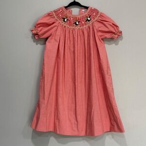 Orient Expressed Girls Red Gingham Smocked Penguin Bishop Dress Size 4 Holiday